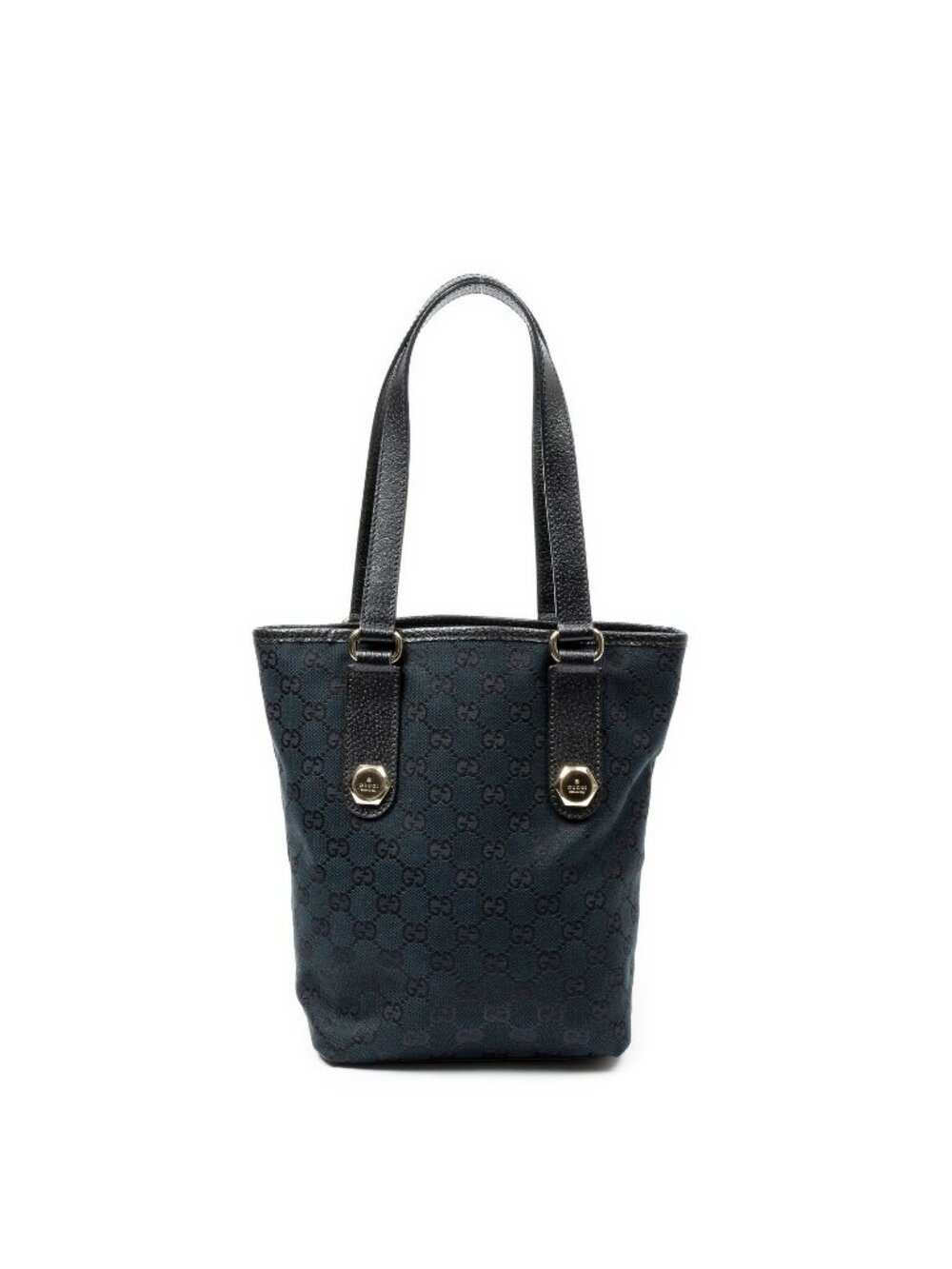 Gucci Charmy Bucket Tote Bag Black GG Canvas
